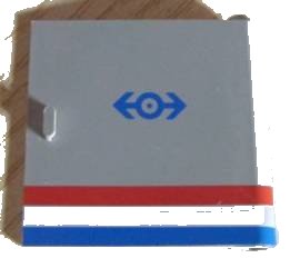 LEGO onderdeel Door 1 x 5 x 4 Right with Red/White/Blue Stripe and Train Logo Pattern (3194px1)