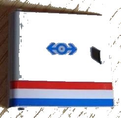 LEGO onderdeel Door 1 x 5 x 4 Left with Red/White/Blue Stripe and Train Logo Pattern (3195px1)