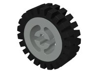LEGO part Wheel with Split Axle Hole with Black Tire 24mm D. x 8mm Offset Tread - Interior Ridges (3482 / 3483) 3482c01