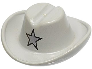 LEGO onderdeel Minifigure, Headgear Hat, Cowboy with Silver Star Pattern (3629px2)