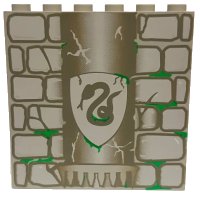 LEGO part Brick 1 x 6 x 5 with Stone and Slytherin Snake Pattern (4735) 3754pb02