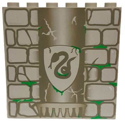 LEGO onderdeel Brick 1 x 6 x 5 with Stone and Slytherin Snake Pattern (4735) (3754pb02)