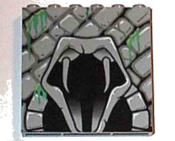 LEGO onderdeel Brick 1 x 6 x 5 with Stone and Open Mouth Snake Pattern (4730) (3754pb03)