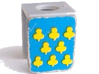 LEGO part Minifigure Vest with 8 Yellow Trefoils on Blue Background Pattern (Stickers) - Sets 375 / 6075 3840pb06