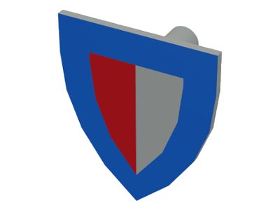LEGO onderdeel Minifigure, Shield Triangular  with Red and Gray Halves and Blue Border Pattern (3846p47)