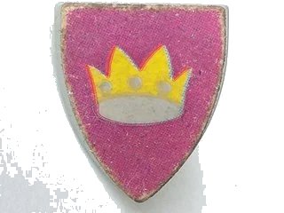LEGO onderdeel Minifigure, Shield Triangular  with Crown on Pink Background Pattern (Sticker) - Sets 375 / 6075 (3846pb012)