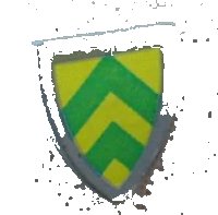 LEGO part Minifigure, Shield Triangular  with Green Chevrons on Yellow Background Pattern (Sticker) - Sets 375 / 6075 3846pb013