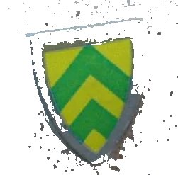 LEGO onderdeel Minifigure, Shield Triangular  with Green Chevrons on Yellow Background Pattern (Sticker) - Sets 375 / 6075 (3846pb013)