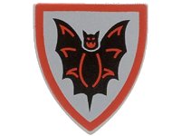 LEGO onderdeel Minifigure, Shield Triangular  with Black Bat on Silver Background Pattern 3846px7