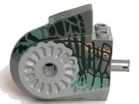 LEGO part Dinosaur Body Quarter with Pins with Dark Gray, Dark Green, Medium Orange, and Sand Green Markings Streaked Pattern 40374pb01