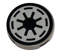 LEGO part Tile, Round 2 x 2 with SW Republic Pattern on Light Gray Background (Sticker) - Set 4482 4150pb002a