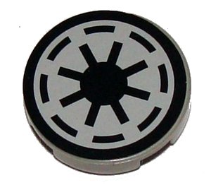 LEGO onderdeel Tile, Round 2 x 2 with SW Republic Pattern on Light Gray Background (Sticker) - Set 4482 (4150pb002a)