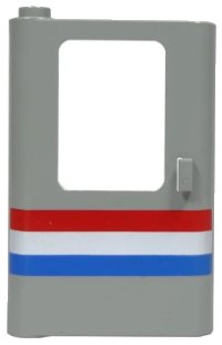 LEGO part Door 1 x 4 x 5 Train Left, Thin Support at Bottom with Red/White/Blue Stripe Pattern 4181p04