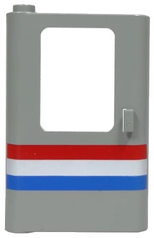 LEGO onderdeel Door 1 x 4 x 5 Train Left, Thin Support at Bottom with Red/White/Blue Stripe Pattern (4181p04)