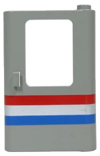 LEGO part Door 1 x 4 x 5 Train Right, Thin Support at Bottom with Red/White/Blue Stripe Pattern 4182p04