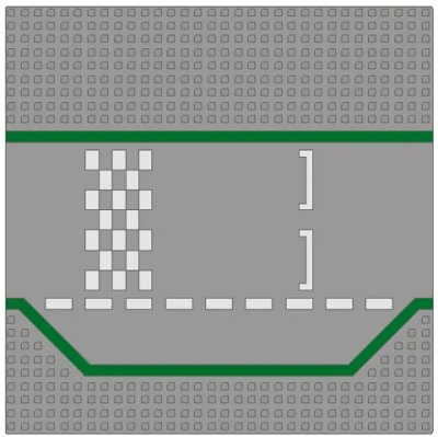 LEGO onderdeel Baseplate, Road 32 x 32 3 Lane with Race Track Checkered Pattern (425p01)