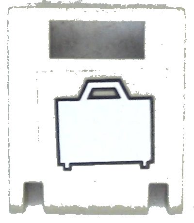 LEGO onderdeel Container, Box 2 x 2 x 2 Door with Slot with White Suitcase Pattern (Sticker) - Set 6399 (4346pb18)