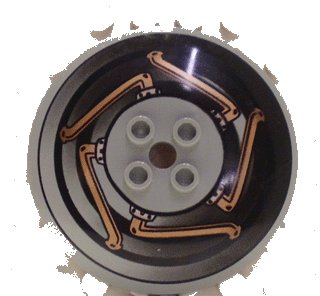 LEGO part Dish 6 x 6 Inverted (Radar) - Hollow Studs with Copper and Black Machinery Pattern (44375apx1)