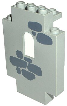 LEGO part Panel 2 x 5 x 6 Wall with Window with Dark Gray Stones Pattern (4444p02)