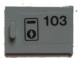 LEGO onderdeel Container, Cupboard 2 x 3 x 2 Door with '103' and Keyhole Pattern (Sticker) - Set 6597 (4533pb004)