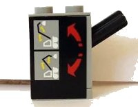 LEGO part Pneumatic Switch with Top Studs with Arm Lever Control Pattern (Sticker) - Set 8443 4694c01pb02