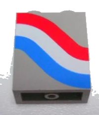 LEGO part Panel 1 x 2 x 2 - Solid Studs with Curved Red, White and Blue Stripes Pattern Left 4864apx10