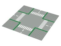 LEGO onderdeel Baseplate, Road 32 x 32 9-Stud Crossroads with Road Pattern 607p01