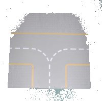 LEGO part Baseplate, Road 32 x 32 9-Stud T Intersection with Yellow Lines Pattern 608p03