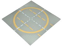 LEGO part Baseplate, Road 32 x 32 9-Stud Landing Pad with Yellow Circle, 1-way Lines, Yellow Lines Not Touching Circle Pattern 6099pb01