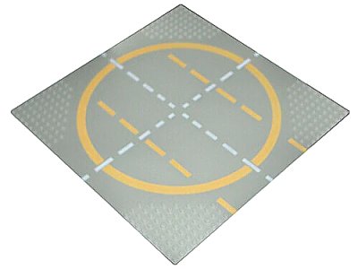 LEGO onderdeel Baseplate, Road 32 x 32 9-Stud Landing Pad with Yellow Circle, 1-way Lines, Yellow Lines Not Touching Circle Pattern (6099pb01)