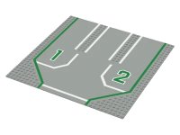 LEGO part Baseplate, Road 32 x 32 with 3 Driveways, Open Outer Lanes with 1,2 Pattern (6382-1983) 6100px2