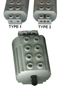 LEGO part Electric, Motor 4.5V Type 2 for 2-prong connectors with Middle Pin 6216m2