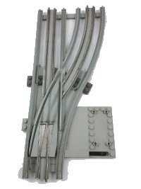 LEGO part Train, Track 12V Switch Point Right with Light Gray Base, Type 2 - Track Only 73696c02