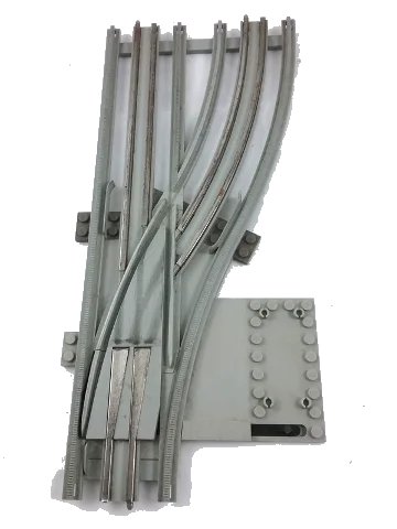 LEGO onderdeel Train, Track 12V Switch Point Right with Light Gray Base, Type 2 - Track Only (73696c02)