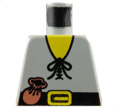 LEGO onderdeel Torso Castle Forestman Tie Shirt, Purse, Black Belt with Yellow Buckle Pattern (973p46)