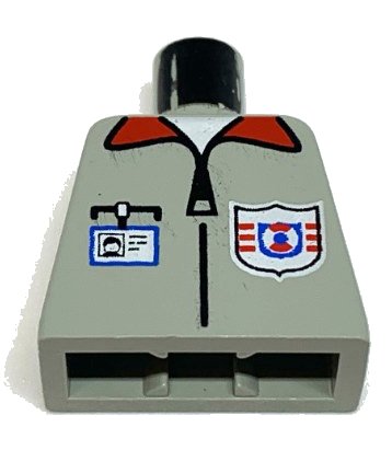 LEGO part Torso Rescue Coast Guard Logo, ID Badge, Red Collar, Zipper Pattern (973pb0040)
