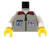 LEGO part Torso Rescue Coast Guard Logo, ID Badge, Red Collar, Zipper Pattern / White Arms / Yellow Hands 973pb0040c01