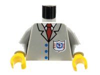 LEGO part Torso Rescue Coast Guard Logo, Red Tie, Suit Buttons Pattern / Light Gray Arms / Yellow Hands 973pb0041c01