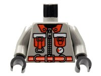 LEGO onderdeel Torso Fire Shirt with Zipper, Gauge, Neon Orange Pockets, Belt, and Lapels Pattern / Light Gray Arms / Black Hands 973pb0251c01