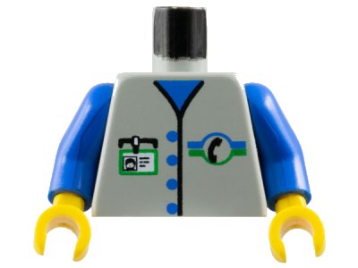 LEGO onderdeel Torso Telephone Logo, 4 Blue Buttons Pattern / Blue Arms / Yellow Hands (973pb0269c01)