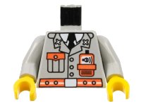 LEGO onderdeel Torso Fire Jacket with Pocket, Black Tie, Neon Orange Radio and Belt, White Undershirt and Buckle Pattern / Light Gray Arms / Yellow Hands 973pb0338c01