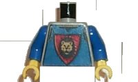 LEGO onderdeel Torso Castle Knights Kingdom Vest, Shield and Lion Head Pattern / Blue Arms / Yellow Hands 973px118c01