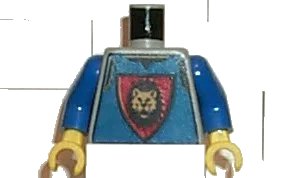 LEGO onderdeel Torso Castle Knights Kingdom Vest, Shield and Lion Head Pattern / Blue Arms / Yellow Hands (973px118c01)