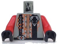 LEGO onderdeel Torso Space UFO Black Stripes and 4 Pips Pattern / Red Arms / Black Hands 973px123c01