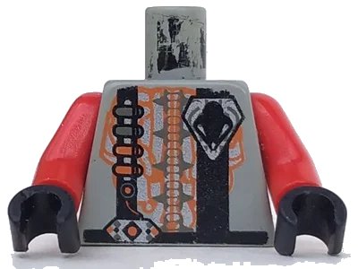 LEGO onderdeel Torso Space UFO Black Stripes and 4 Pips Pattern / Red Arms / Black Hands (973px123c01)