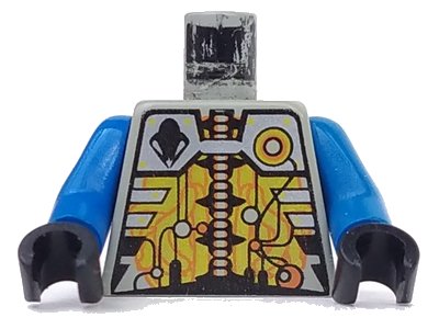 LEGO onderdeel Torso Space UFO Silver and Gold Circuitry Pattern / Blue Arms / Black Hands (973px132c01)