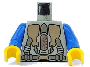 LEGO onderdeel Torso Space Life on Mars (LoM) Gold Triangular Machinery and Belt Pattern / Blue Arms / Yellow Hands (973px57c01)