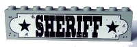 LEGO onderdeel Stickered Assembly 10 x 1 x 2 with 'SHERIFF' Sign Pattern (Sticker) - Sets 6755 / 6764 - 2 Brick 1 x 10 BA010pb01