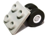 LEGO part Plate, Modified 2 x 2 Thin with Dual Wheels Holder - Solid Pins with Space Shuttle Wheels bb0164c01