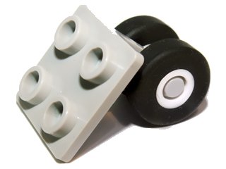 LEGO onderdeel Plate, Modified 2 x 2 Thin with Dual Wheels Holder - Solid Pins with Space Shuttle Wheels (bb0164c01)